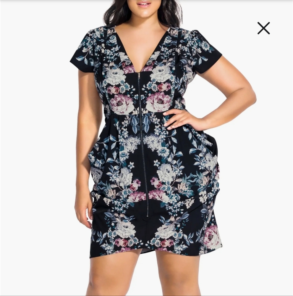 City Chic Floral Black Dress